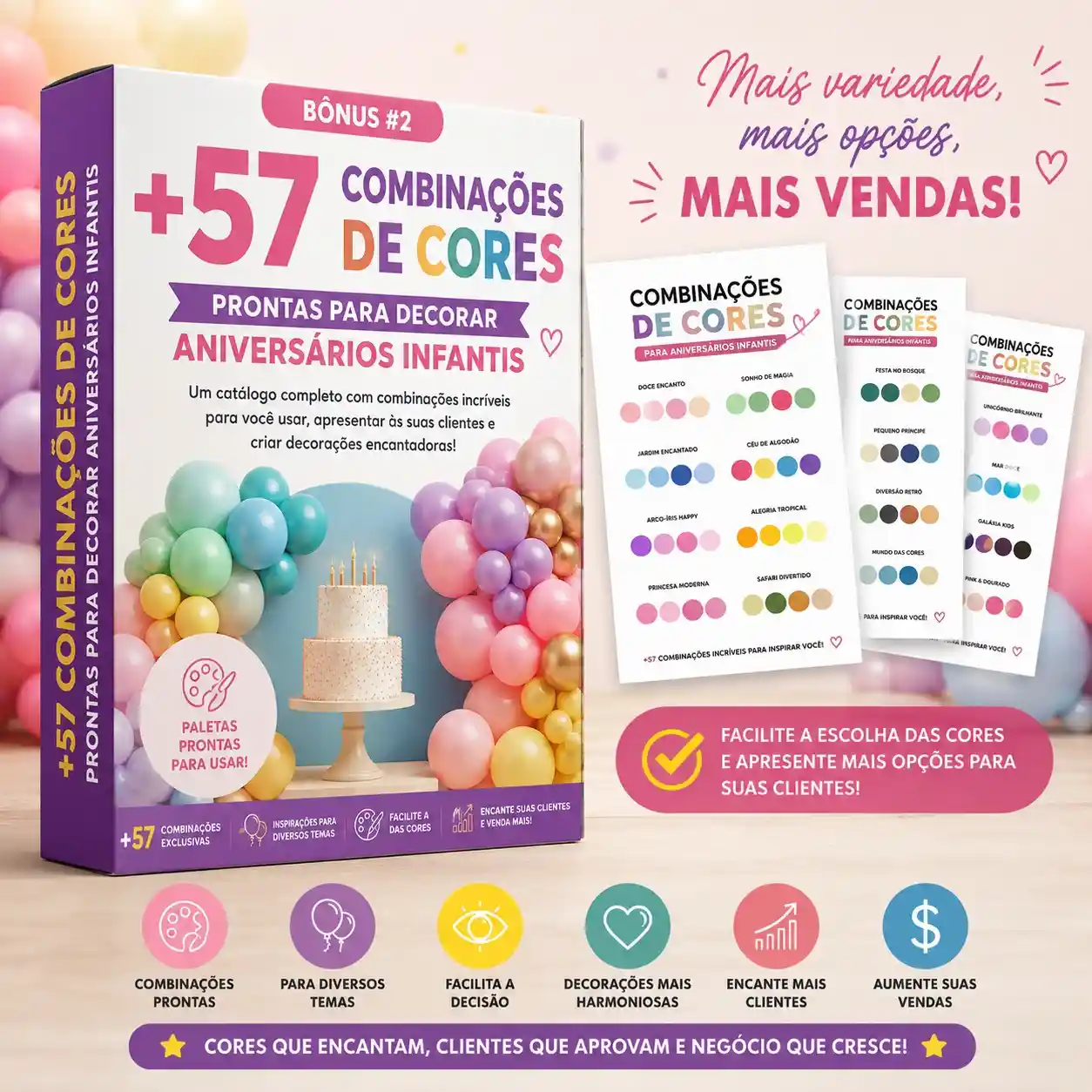 Bônus 2: +57 Combinações de Cores Prontas para Decorar Aniversários Infantis